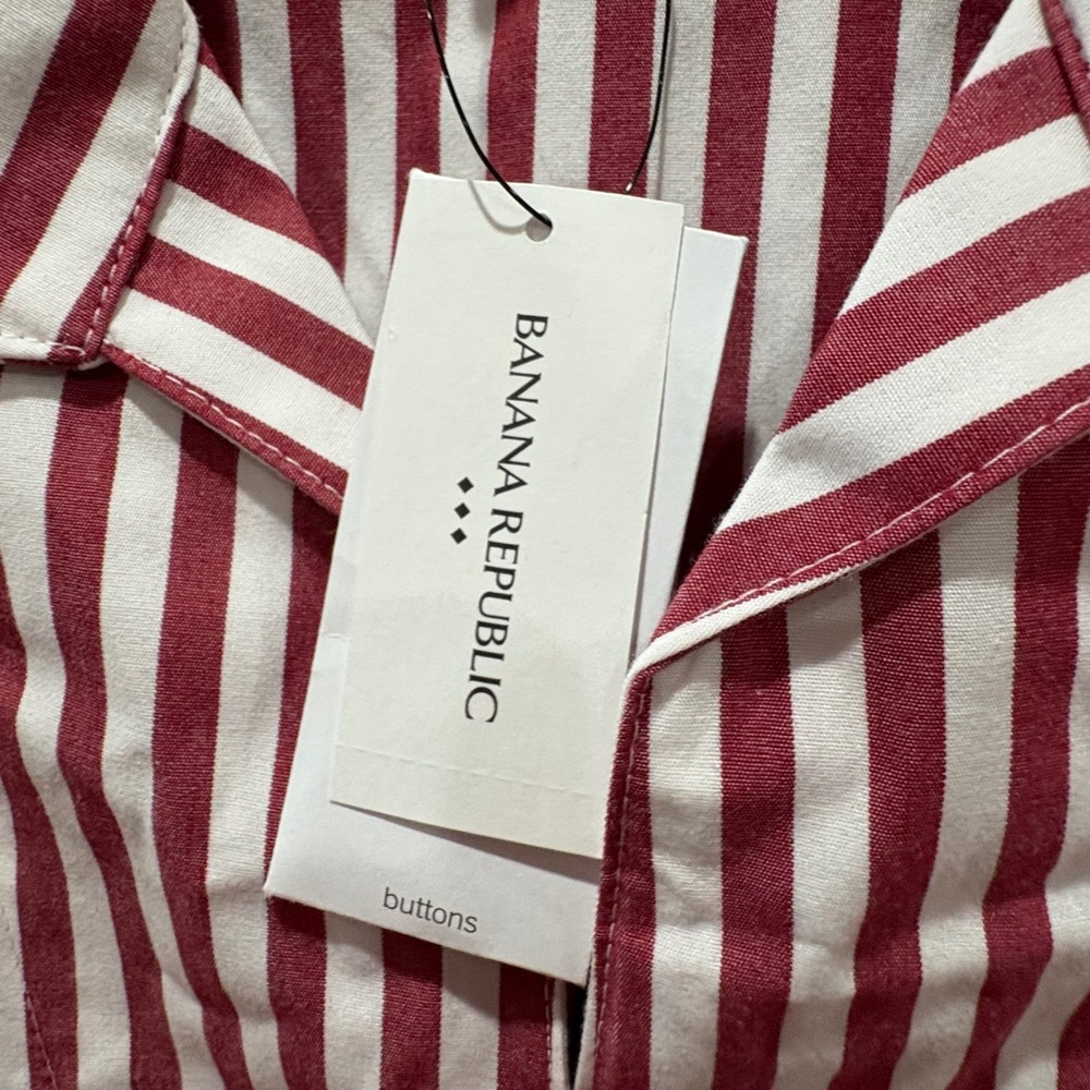 NWT Banana Republic Striped Red Sleeveless Shirt Dress Medium - Picture 5 of 8